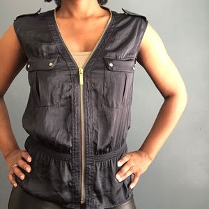 Michael Kors Black Polyester Vest w/ Gold Zipper